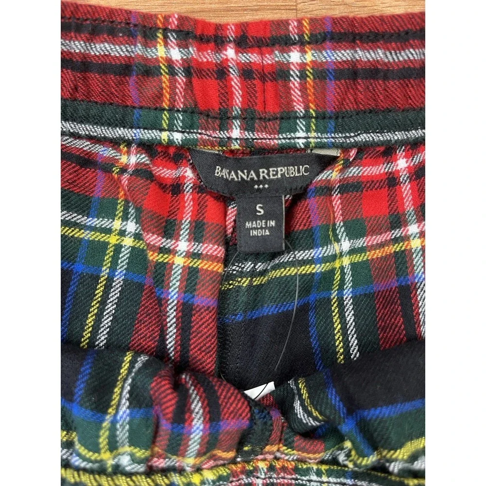 Banana Republic Men's Plaid Pajama Pants Size Small Red Elastic Waist NEW